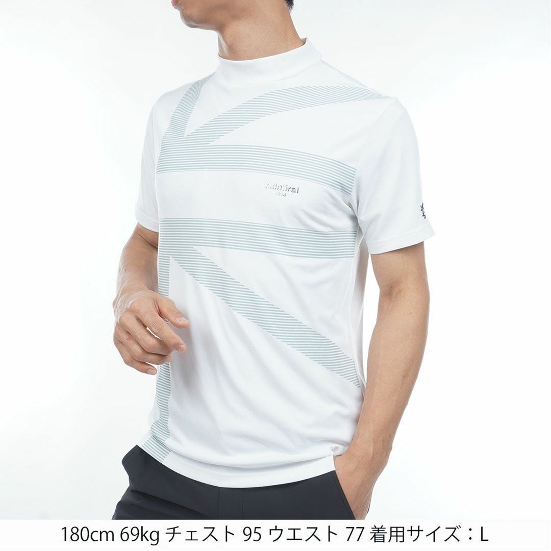 アドミラルゴルフ Admiral GOLF メンズ カラタッチプラス UJプリントモックネックシャツ ADMA636 ホワイト