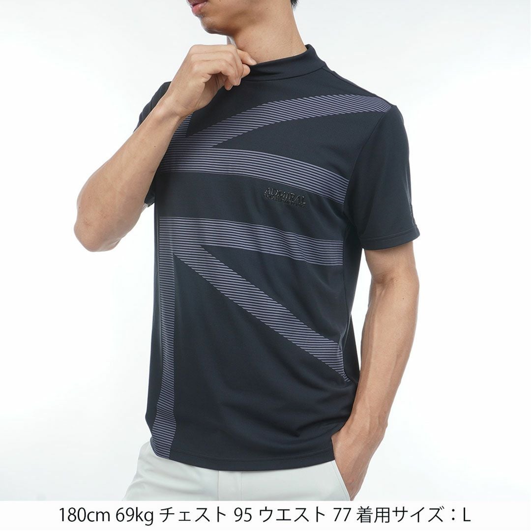 アドミラルゴルフ Admiral GOLF メンズ カラタッチプラス UJプリントモックネックシャツ ADMA636 ブラック