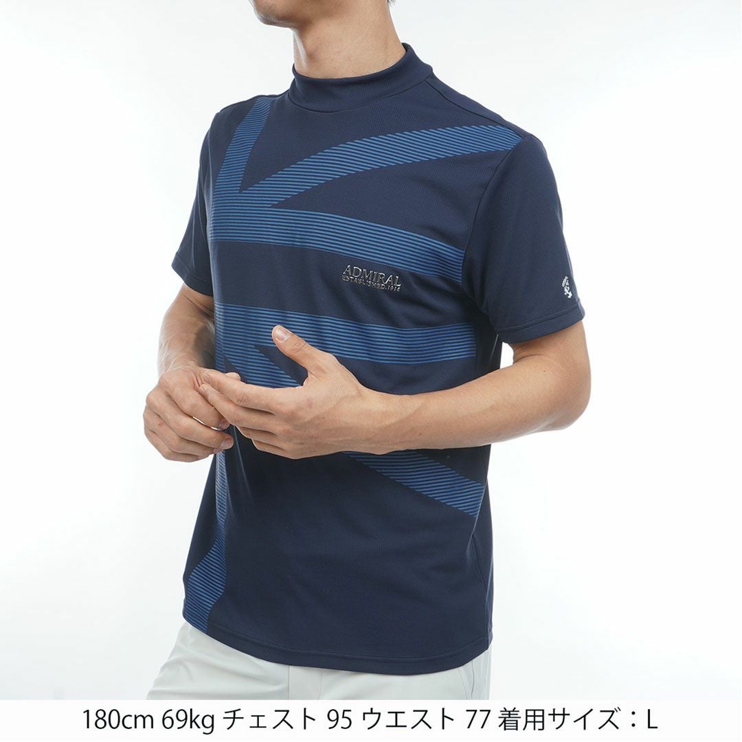 アドミラルゴルフ Admiral GOLF メンズ カラタッチプラス UJプリントモックネックシャツ ADMA636 ネイビー