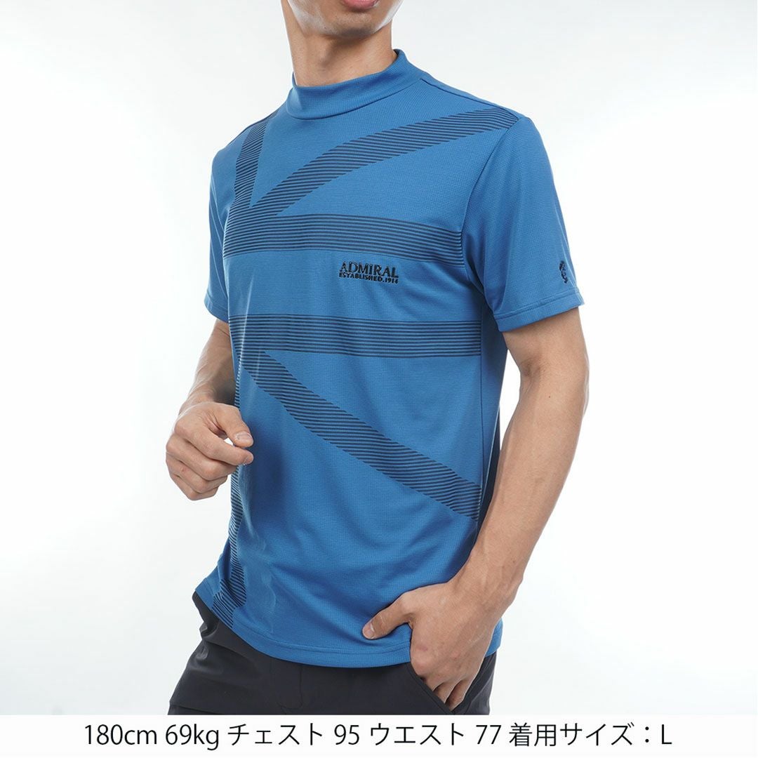 アドミラルゴルフ Admiral GOLF メンズ カラタッチプラス UJプリントモックネックシャツ ADMA636 ディープブルー