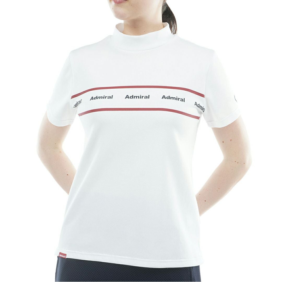 AdmiralGOLF アドミラルゴルフ レディース カラタッチ 半袖モックネックシャツ ホワイト 詳細1