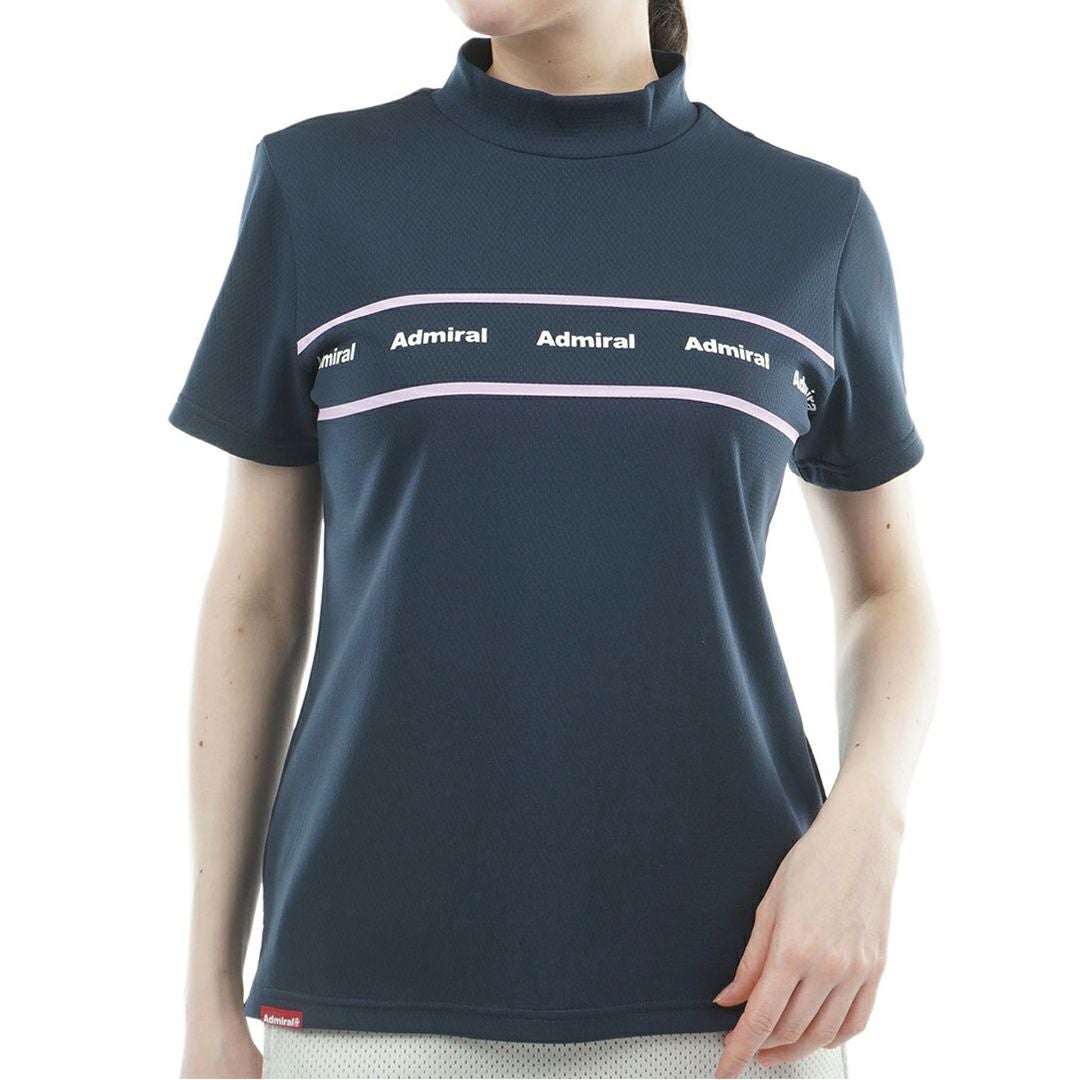 AdmiralGOLF アドミラルゴルフ レディース カラタッチ 半袖モックネックシャツ ネイビー 詳細1