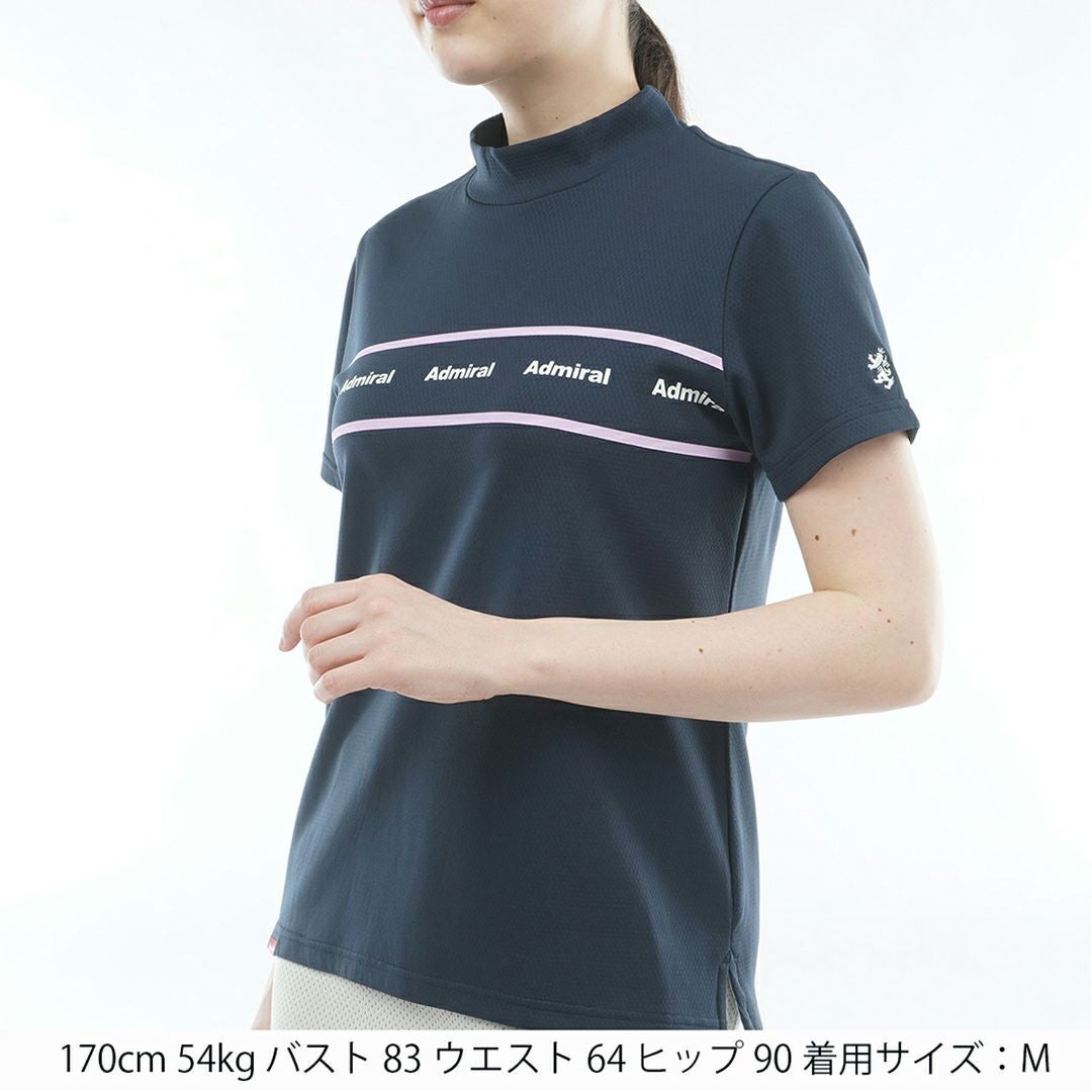 AdmiralGOLF アドミラルゴルフ レディース カラタッチ 半袖モックネックシャツ ネイビー 詳細2