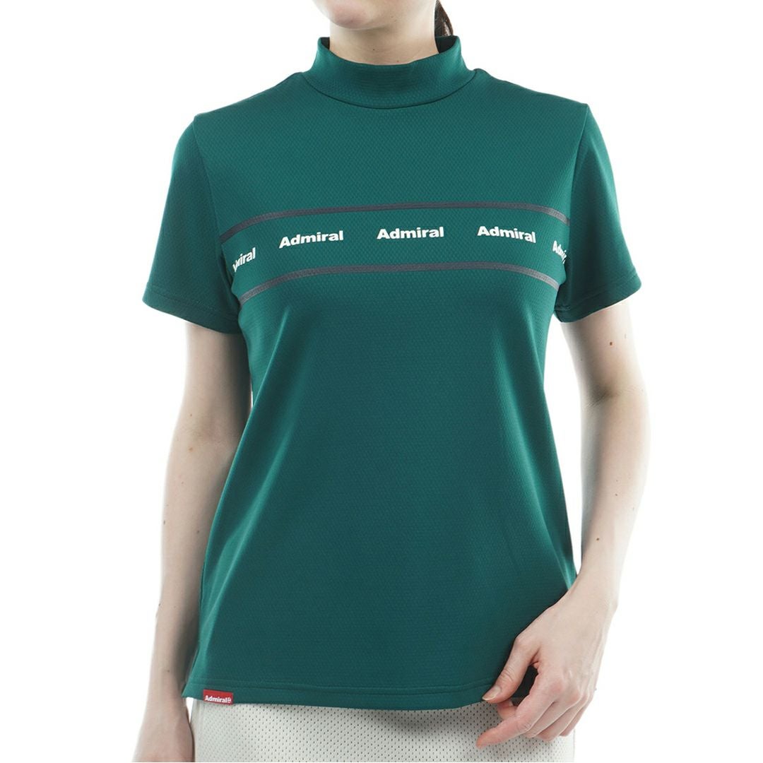 AdmiralGOLF アドミラルゴルフ レディース カラタッチ 半袖モックネックシャツ ダークグリーン 詳細1