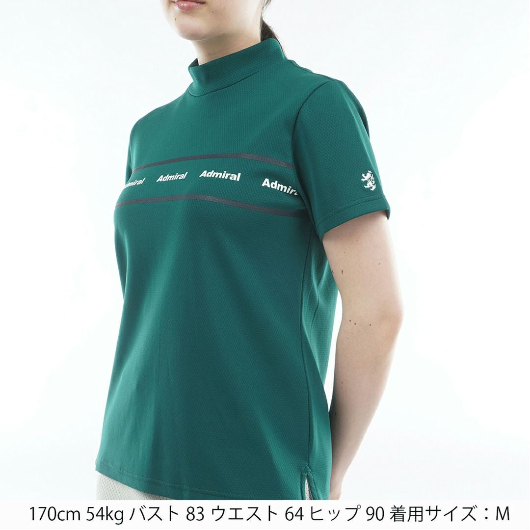 AdmiralGOLF アドミラルゴルフ レディース カラタッチ 半袖モックネックシャツ ダークグリーン 詳細2