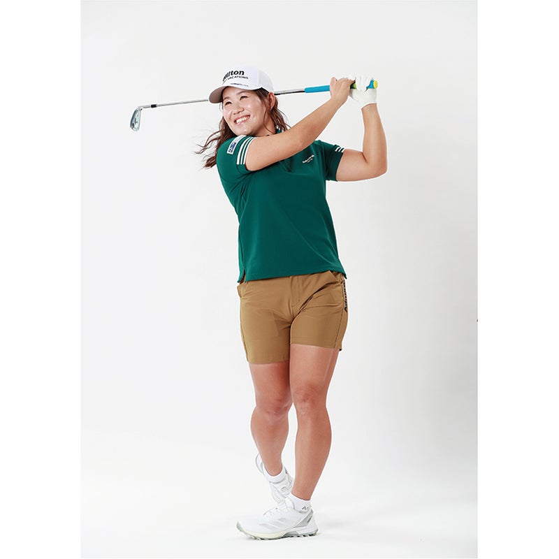 畑岡奈紗プロ着用 アドミラルゴルフ Admiral GOLF レディース カラタッチ ワンポイントロゴシャツ ADLA610 ダークグリーン