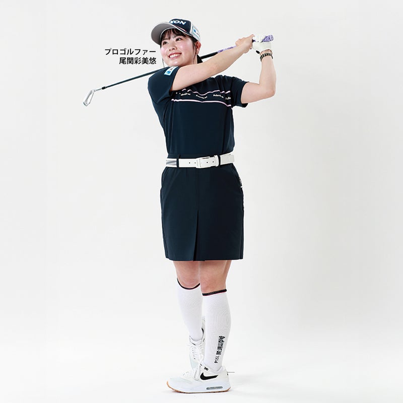 尾関彩美悠プロ着用 アドミラルゴルフ Admiral GOLF レディース 4WAYツイル タイトスカート ADLA613 ネイビー