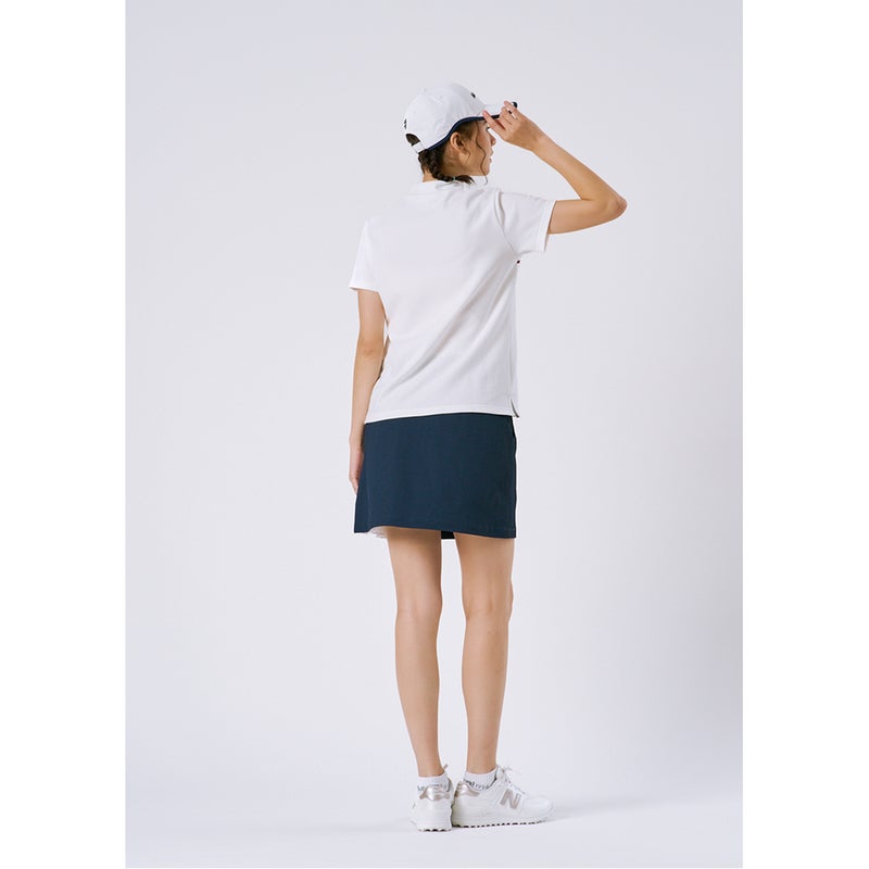 アドミラルゴルフ Admiral GOLF レディース 透け防 サイドプリーツスカート ADLA616 ネイビー モデル着用2