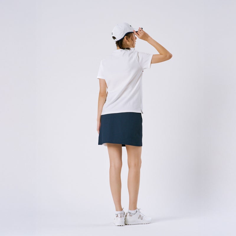 アドミラルゴルフ Admiral GOLF レディース 透け防 サイドプリーツスカート ADLA616 ネイビー モデル着用2