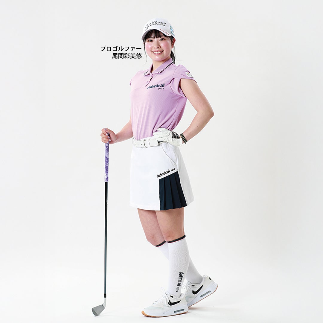 尾関彩美悠プロ着用 アドミラルゴルフ Admiral GOLF レディース 透け防 サイドプリーツスカート ADLA616 ホワイト
