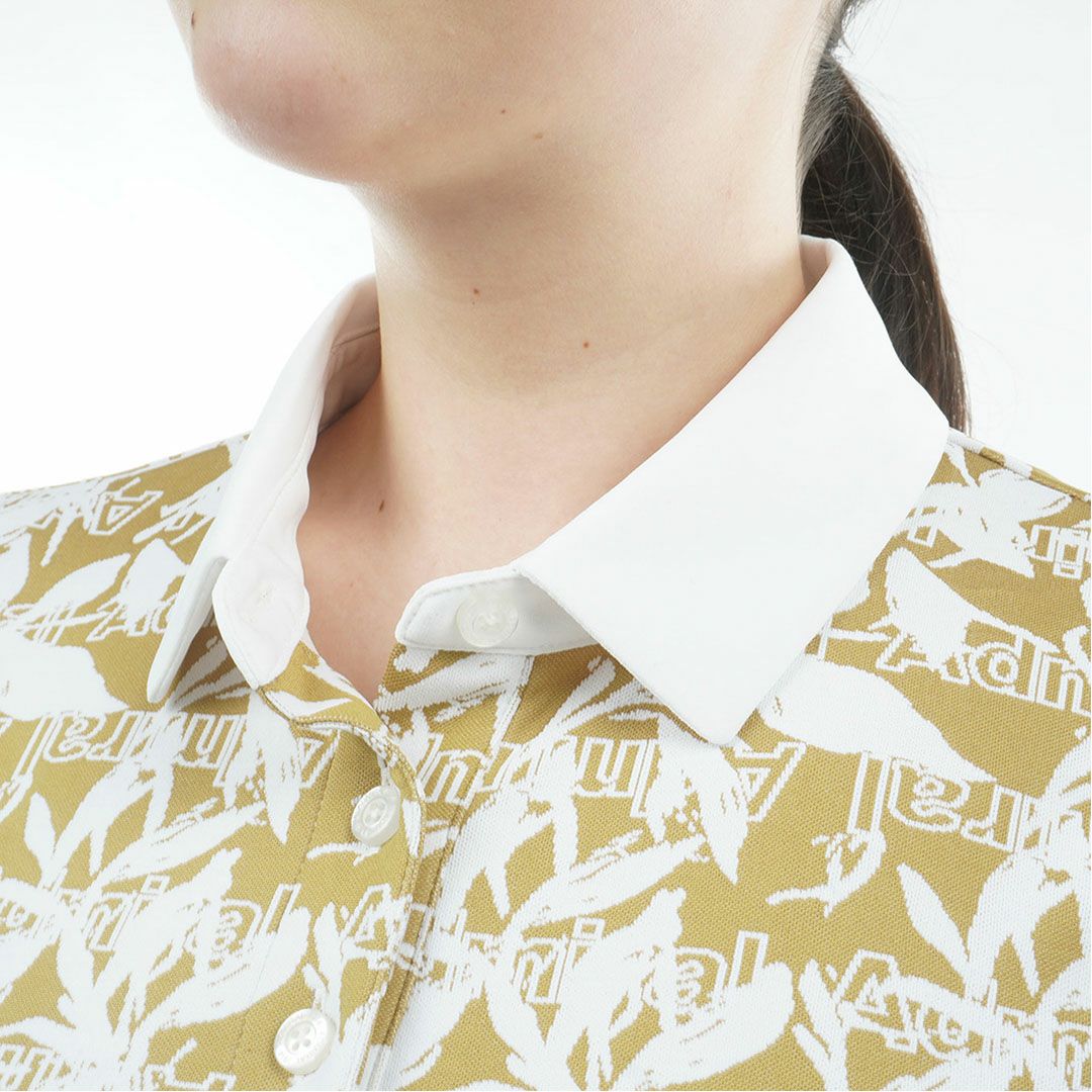 アドミラル ゴルフ Admiral GOLF レディース リーフジャガード ポロシャツ ADLA618 キャメル