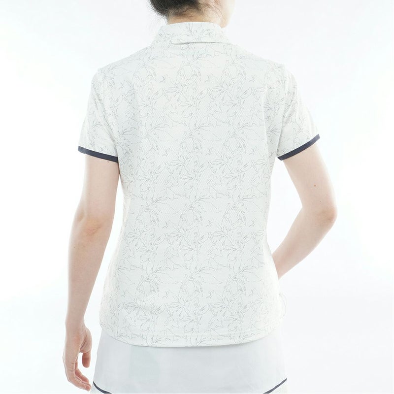 アドミラルゴルフ Admiral GOLF レディース ストレッチメッシュ リーフ柄シャツ ADLA619 ホワイト