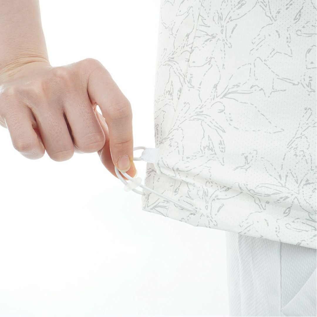 アドミラルゴルフ Admiral GOLF レディース ストレッチメッシュ リーフ柄シャツ ADLA619 ホワイト