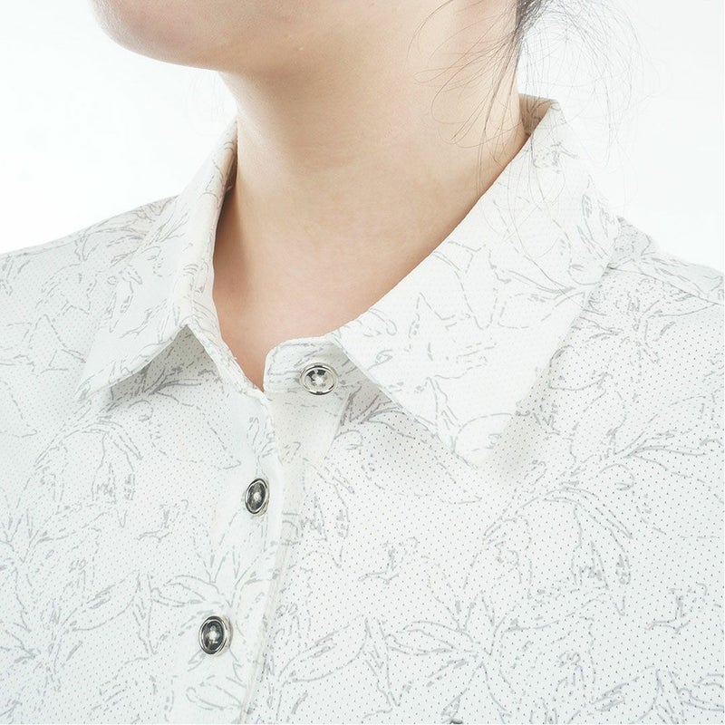 アドミラルゴルフ Admiral GOLF レディース ストレッチメッシュ リーフ柄シャツ ADLA619 ホワイト