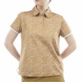 アドミラルゴルフ Admiral GOLF レディース ストレッチメッシュ リーフ柄シャツ ADLA619 キャメル