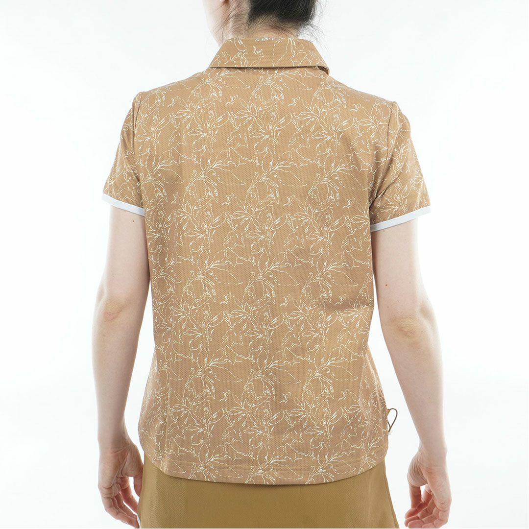 アドミラルゴルフ Admiral GOLF レディース ストレッチメッシュ リーフ柄シャツ ADLA619 キャメル