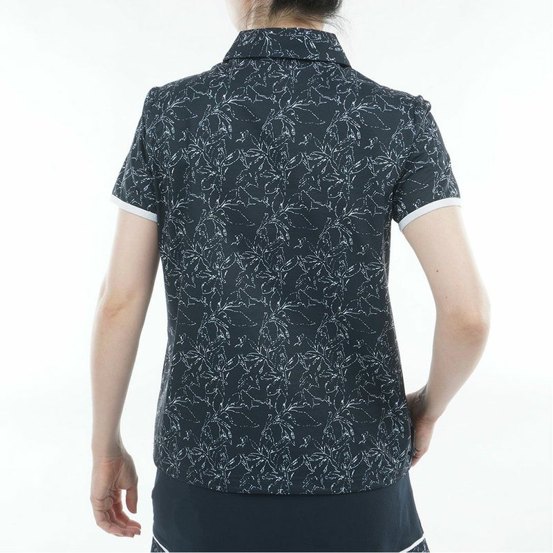 アドミラルゴルフ Admiral GOLF レディース ストレッチメッシュ リーフ柄シャツ ADLA619 ネイビー