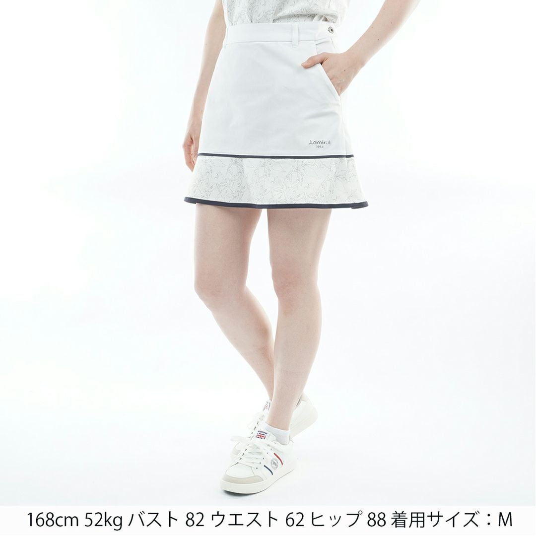 アドミラルゴルフ Admiral GOLF レディース ドライメッシュ リーフ柄フレアスカート ADLA620 ホワイト