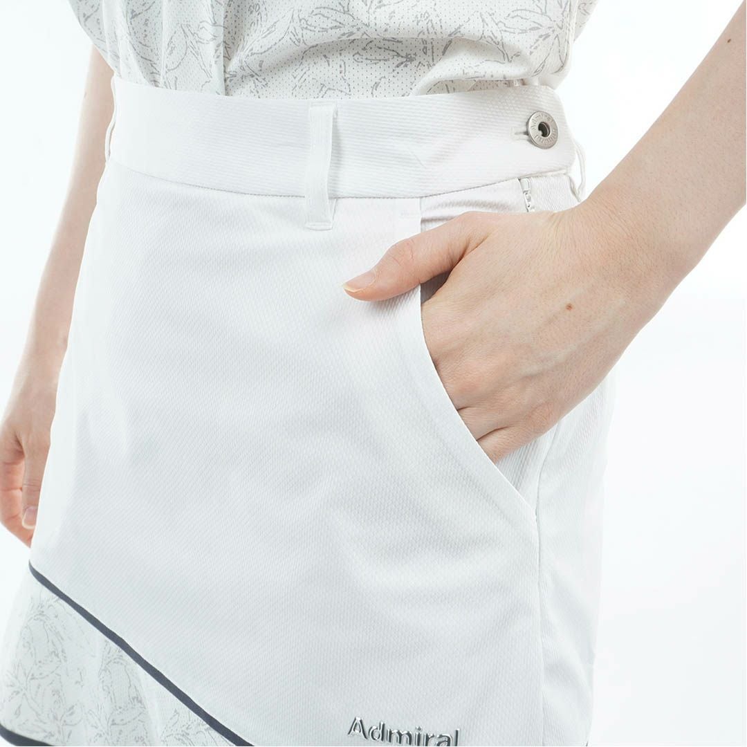 アドミラルゴルフ Admiral GOLF レディース ドライメッシュ リーフ柄フレアスカート ADLA620 ホワイト