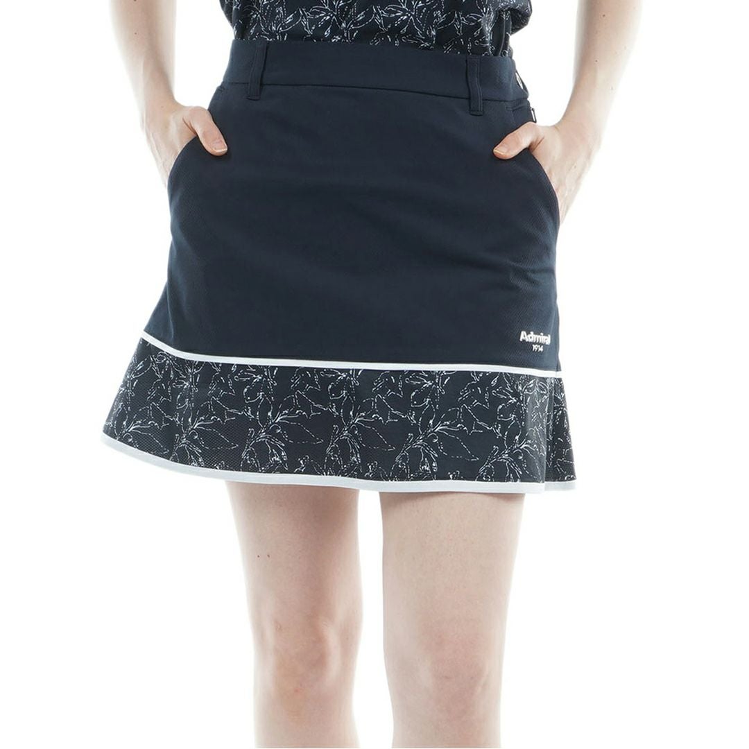 アドミラルゴルフ Admiral GOLF レディース ドライメッシュ リーフ柄フレアスカート ADLA620 ネイビー