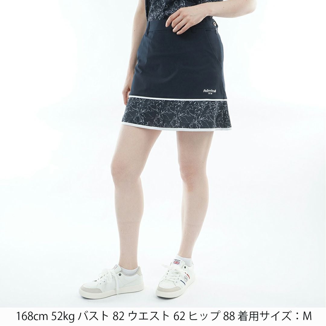 アドミラルゴルフ Admiral GOLF レディース ドライメッシュ リーフ柄フレアスカート ADLA620 ネイビー