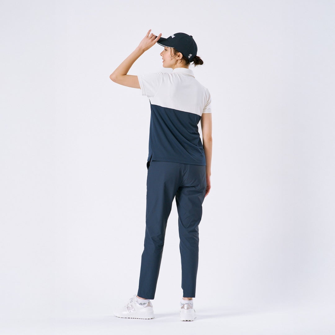 アドミラルゴルフ Admiral GOLF レディース カラタッチプラス ツートンカラーシャツ ADLA623 ネイビー　モデル画像1