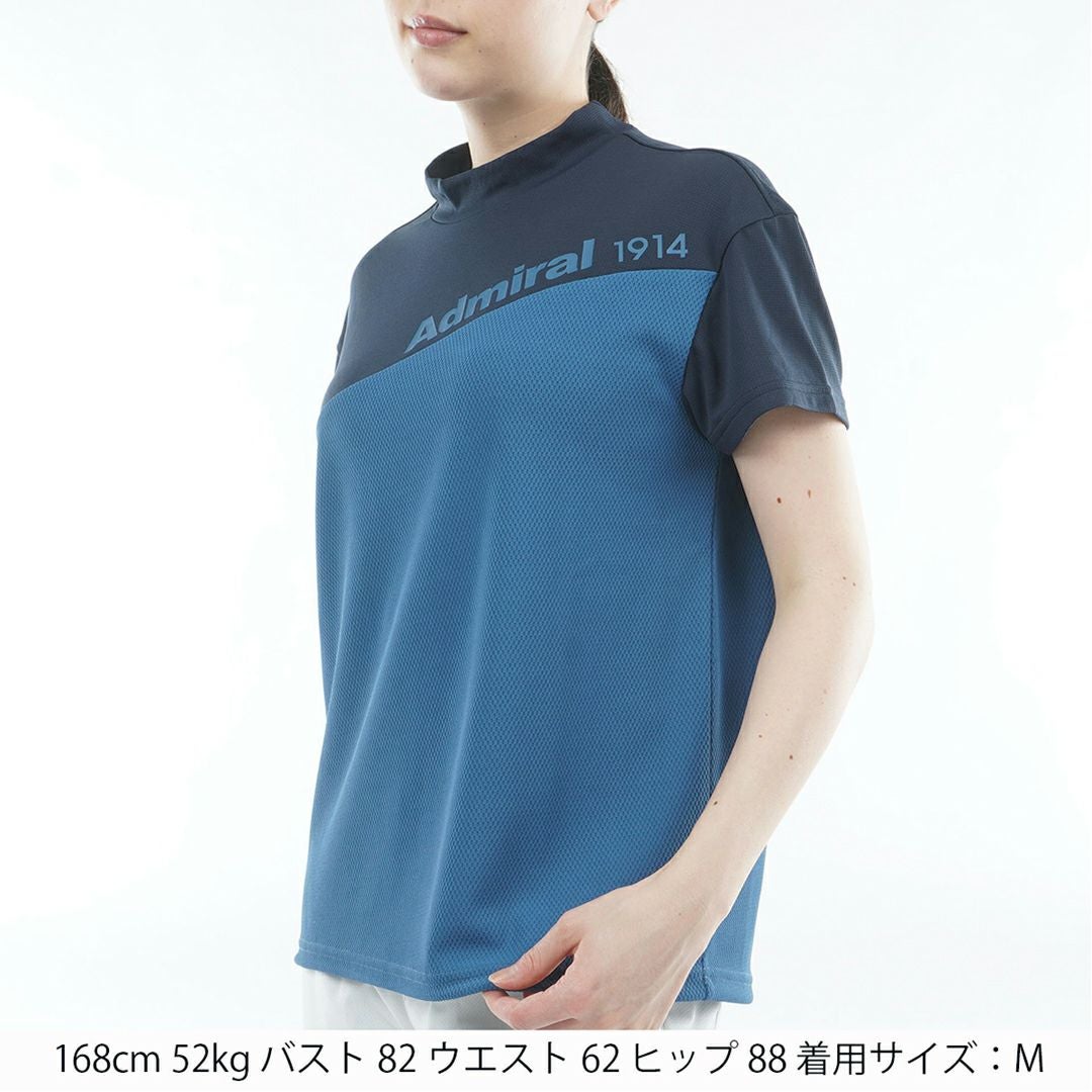 アドミラルゴルフ Admiral GOLF レディース 汗染み防止 リラックス モックネックシャツ ADLA629 ディープブルー