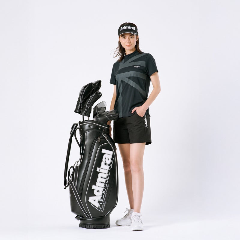 アドミラルゴルフ Admiral GOLF レディース カラタッチプラス UJモックネックシャツ ADLA632 ブラック モデル画像1