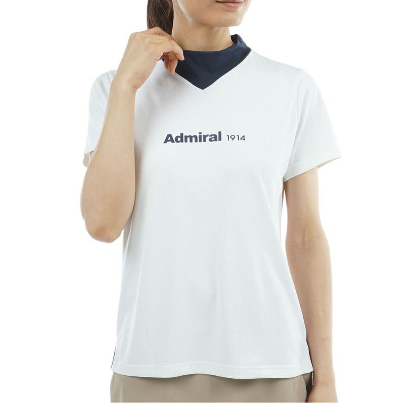 アドミラル ゴルフ Admiral GOLF レディース カラタッチプラス Vカラーモックネックシャツ ADLA633 ホワイト