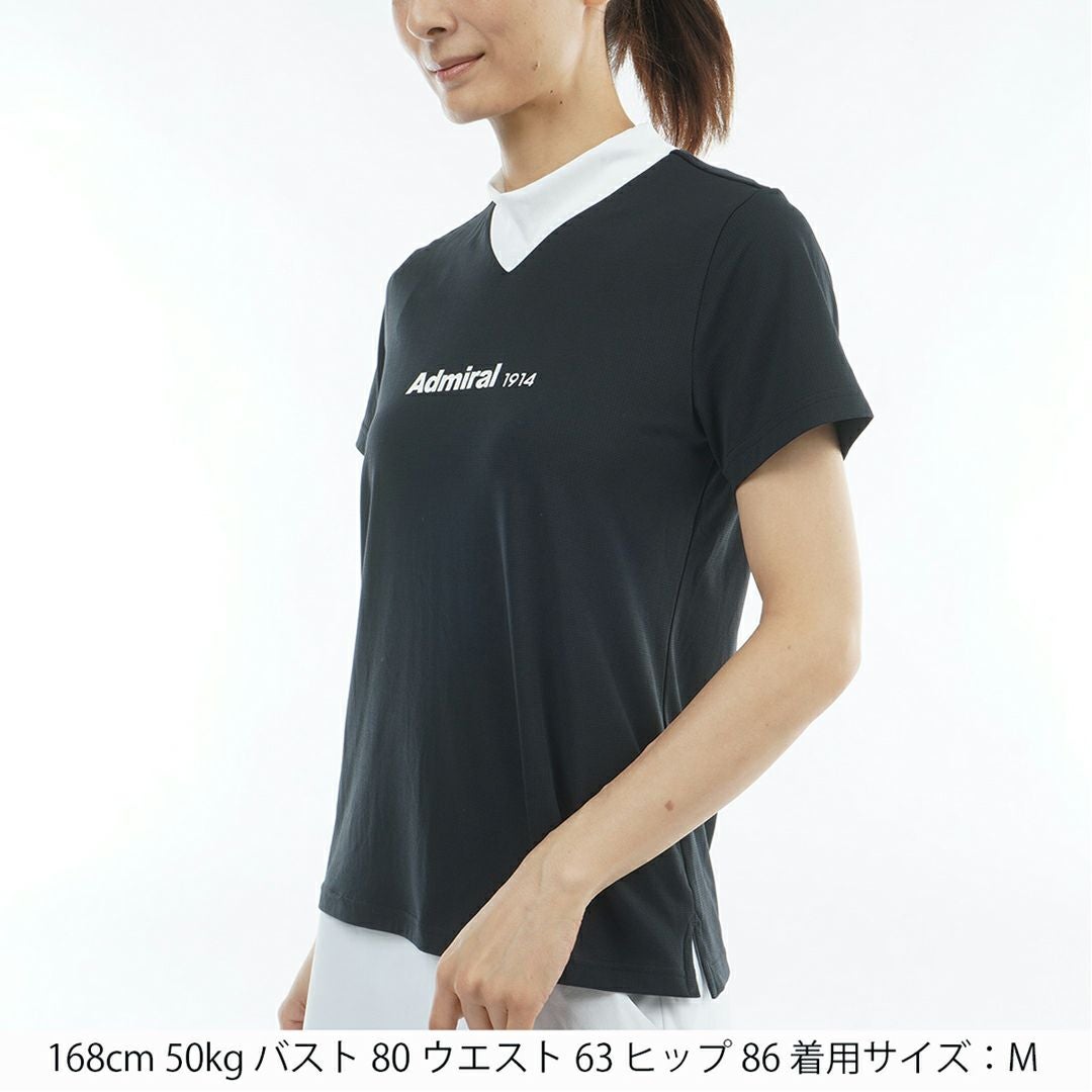 アドミラル ゴルフ Admiral GOLF レディース カラタッチプラス Vカラーモックネックシャツ ADLA633 ブラック