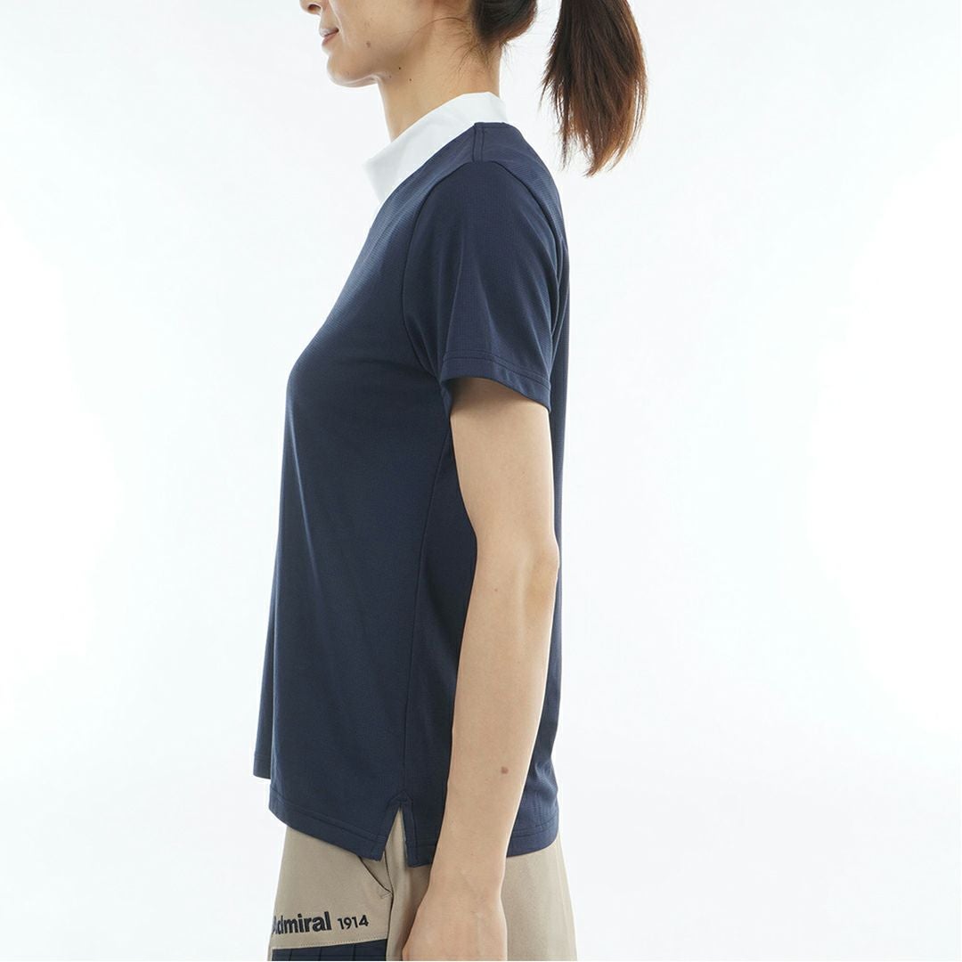 アドミラル ゴルフ Admiral GOLF レディース カラタッチプラス Vカラーモックネックシャツ ADLA633 ネイビー
