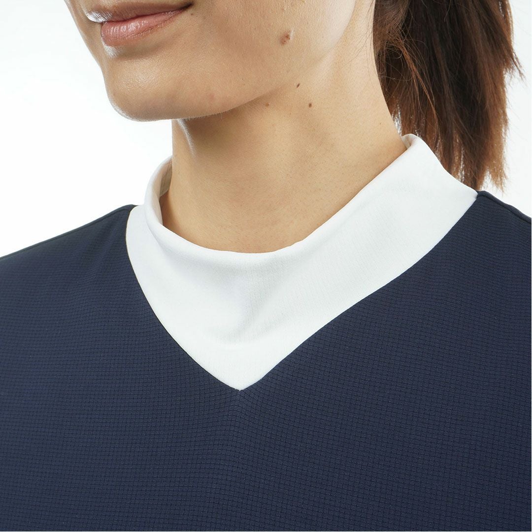 アドミラル ゴルフ Admiral GOLF レディース カラタッチプラス Vカラーモックネックシャツ ADLA633 ネイビー