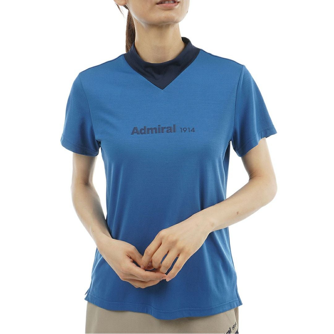 アドミラル ゴルフ Admiral GOLF レディース カラタッチプラス Vカラーモックネックシャツ ADLA633 ディープブルー