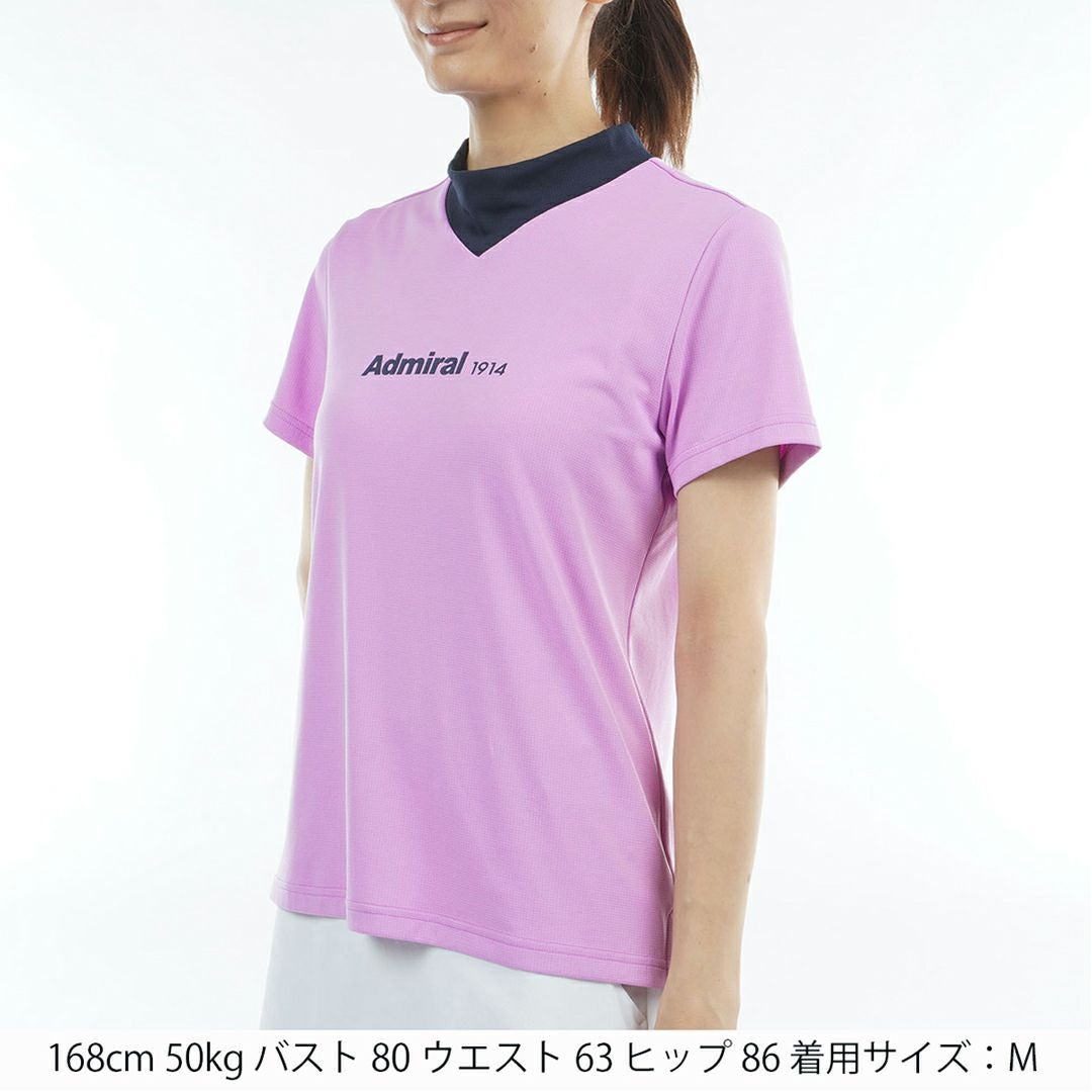 アドミラル ゴルフ Admiral GOLF レディース カラタッチプラス Vカラーモックネックシャツ ADLA633 ラベンダー