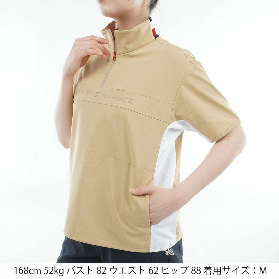 TommyHilfigerGolf トミーヒルフィガーゴルフ レディース ウィンドプルオーバー 半袖 サンドベージュ 詳細2