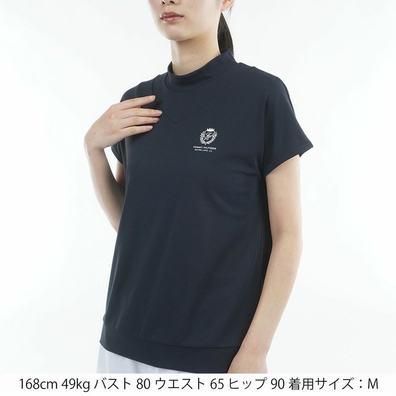 TommyHilfigerGolf トミーヒルフィガーゴルフ レディース モックネックシャツ 半袖 ネイビー 詳細2