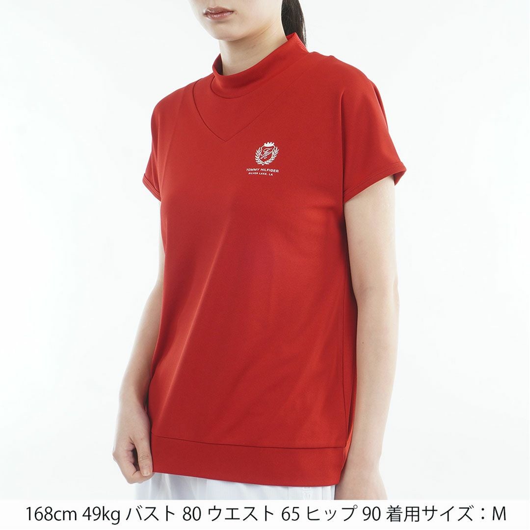 TommyHilfigerGolf トミーヒルフィガーゴルフ レディース モックネックシャツ 半袖 レッド 詳細2