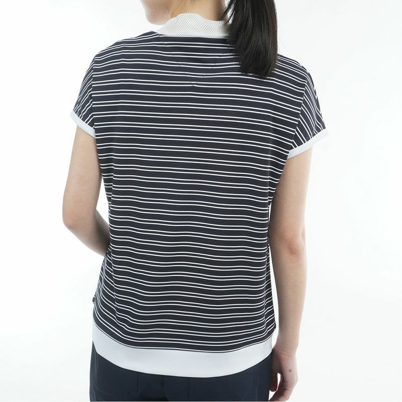 TommyHilfigerGolf トミーヒルフィガーゴルフ レディース モックネックシャツ 半袖 ホワイトネイビー ボーダー 詳細3