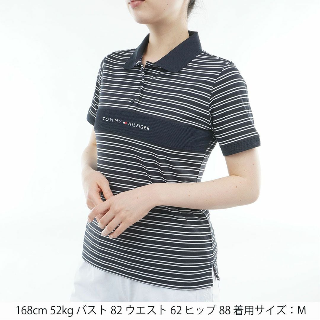 TommyHilfigerGolf トミーヒルフィガーゴルフ レディース ポロシャツ 半袖 ネイビーホワイト ボーダー 詳細2