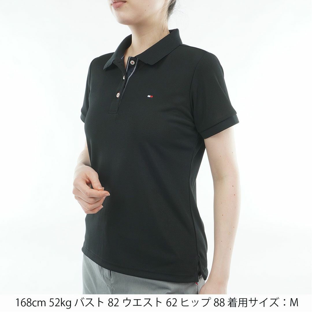 トミーヒルフィガーゴルフ Tommy Hilfiger Golf レディース 半袖 ポロシャツ THLA615 ブラック 詳細1