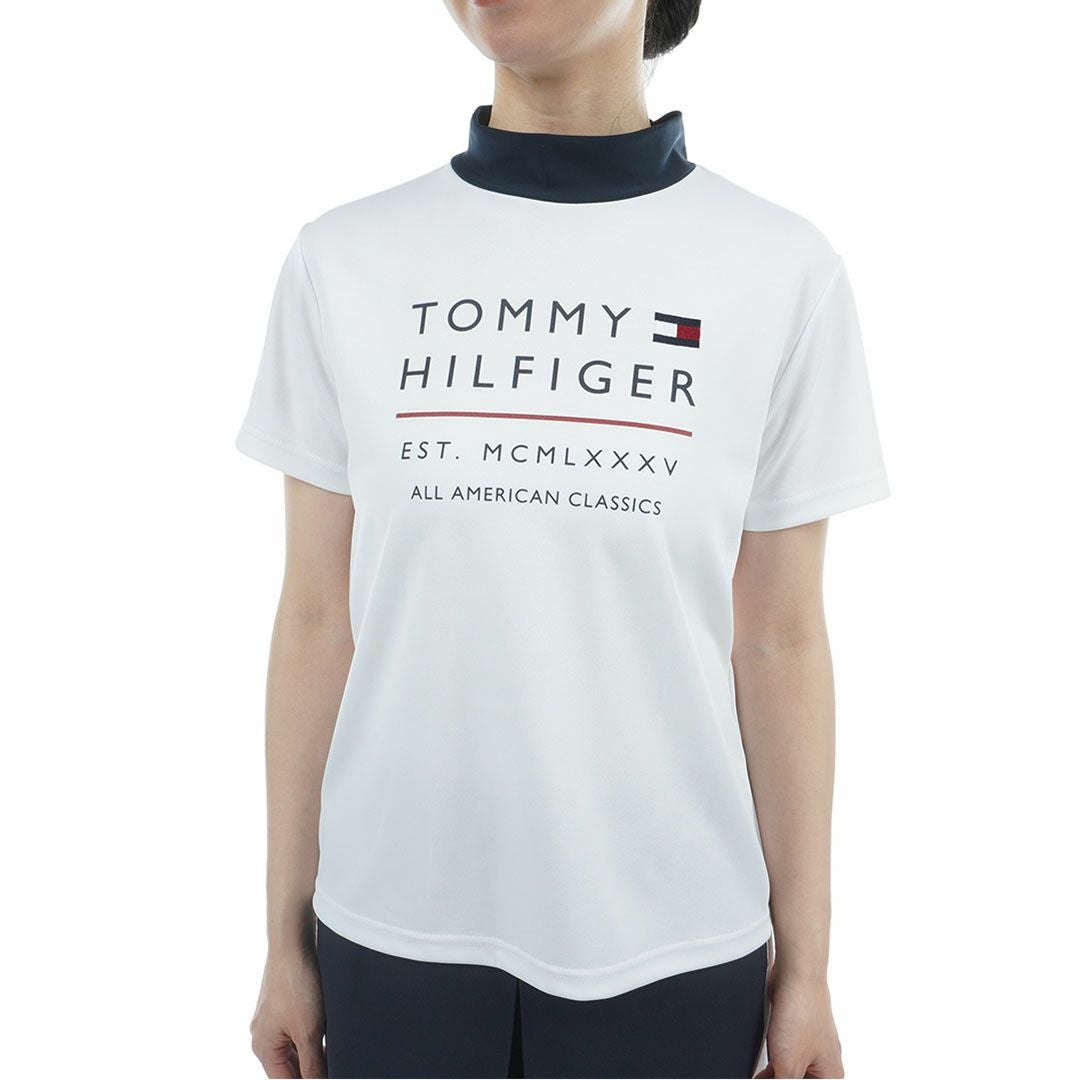 トミーヒルフィガーゴルフ Tommy Hilfiger Golf レディース 半袖 モックネックシャツ ホワイト