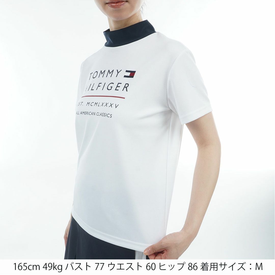 トミーヒルフィガーゴルフ Tommy Hilfiger Golf レディース 半袖 モックネックシャツ ホワイト 詳細1