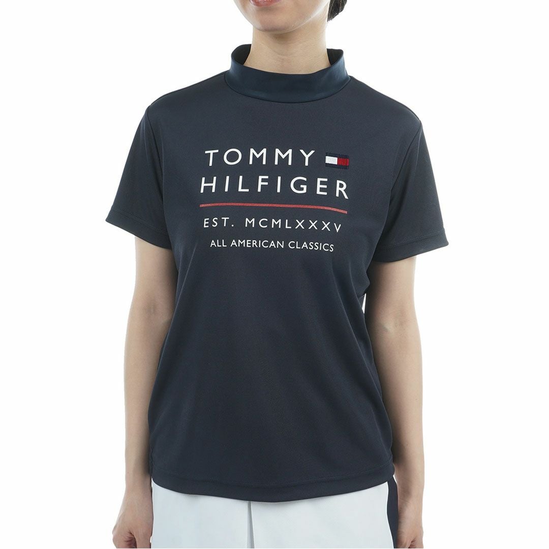 トミーヒルフィガーゴルフ Tommy Hilfiger Golf レディース 半袖 モックネックシャツ ネイビー
