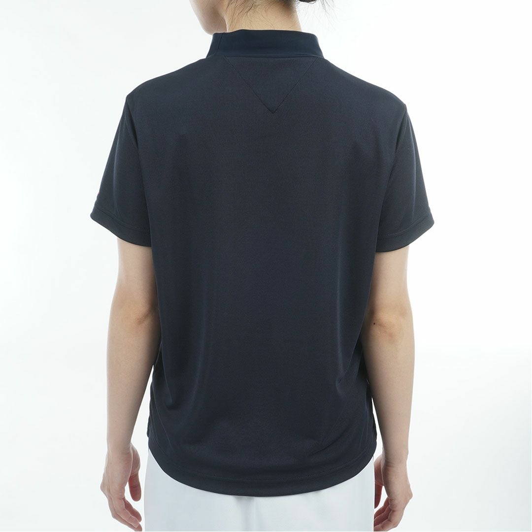 トミーヒルフィガーゴルフ Tommy Hilfiger Golf レディース 半袖 モックネックシャツ ネイビー 詳細1