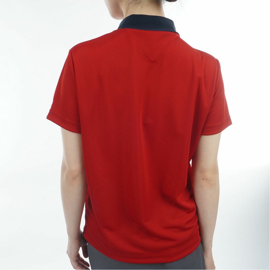 トミーヒルフィガーゴルフ Tommy Hilfiger Golf レディース 半袖 モックネックシャツ レッド 詳細2