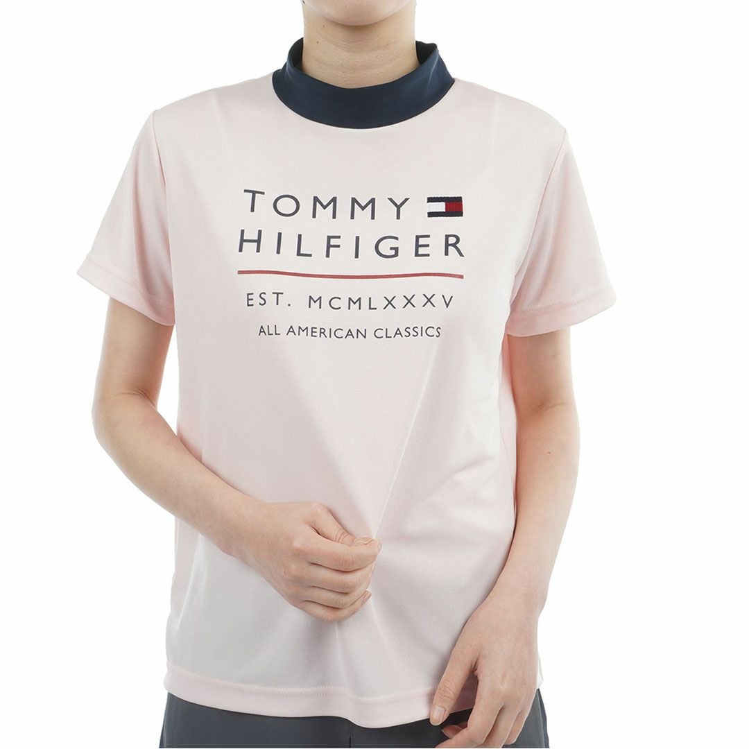 トミーヒルフィガーゴルフ Tommy Hilfiger Golf レディース 半袖 モックネックシャツ ピンク