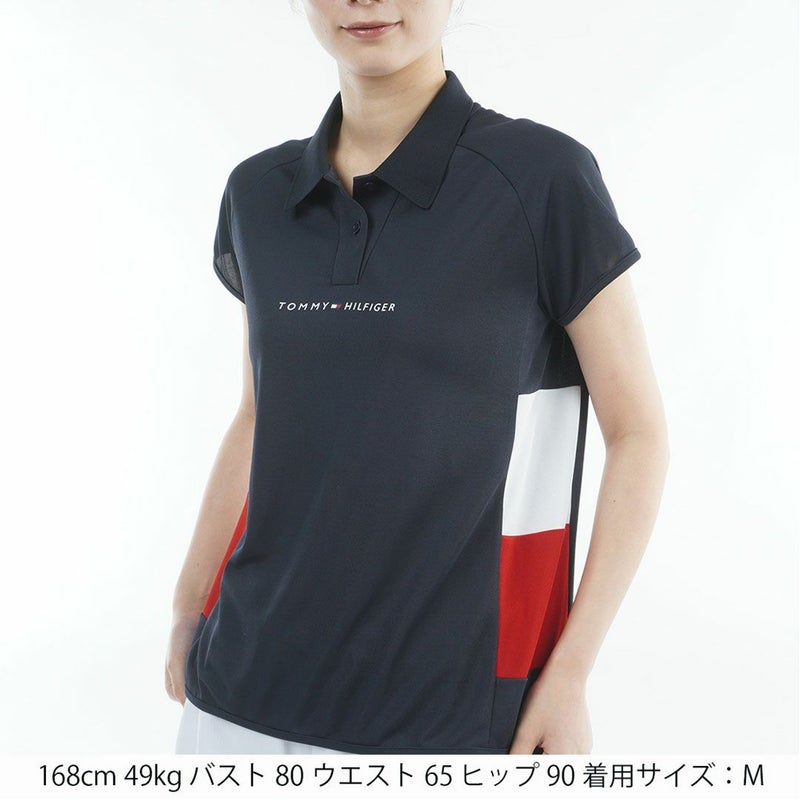 トミーヒルフィガーゴルフ Tommy Hilfiger Golf レディース 半袖ポロシャツ THLA617 ネイビー 詳細1