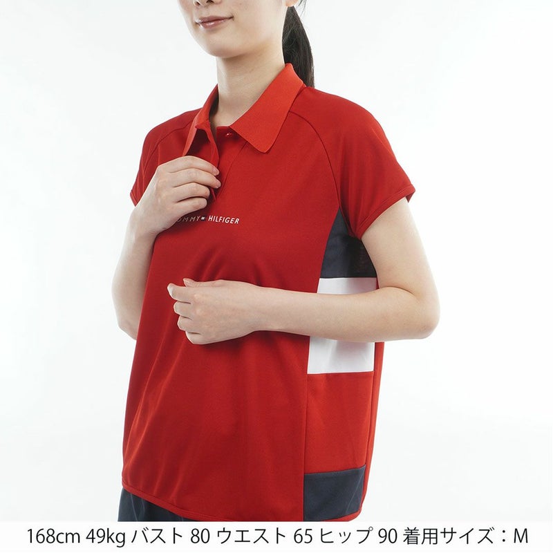 トミーヒルフィガーゴルフ Tommy Hilfiger Golf レディース 半袖ポロシャツ THLA617 レッド 詳細1