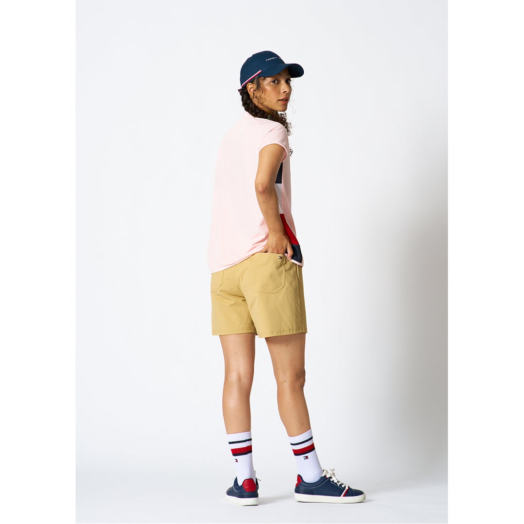 トミーヒルフィガーゴルフ Tommy Hilfiger Golf レディース 半袖ポロシャツ THLA617 ピンク モデル着用2