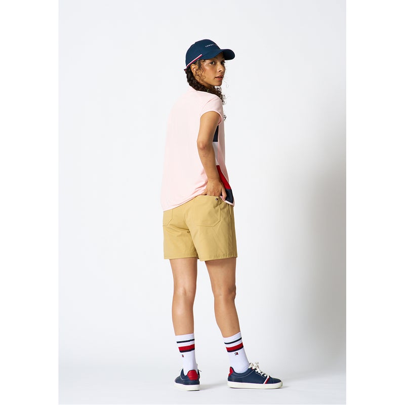 トミーヒルフィガーゴルフ Tommy Hilfiger Golf レディース 半袖ポロシャツ THLA617 ピンク モデル着用2